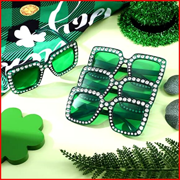 Oversized Square Rhinestone Sunglasses Retro Thick Frame Glitter Diamond Bling main image 4